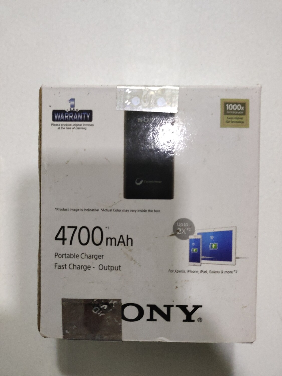 Sony 4700 mAh Li-Polymer Power Bank, White