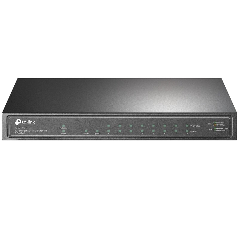 TP-Link SG1210P 10-Port Gigabit Desktop Switch with 8-Port PoE+