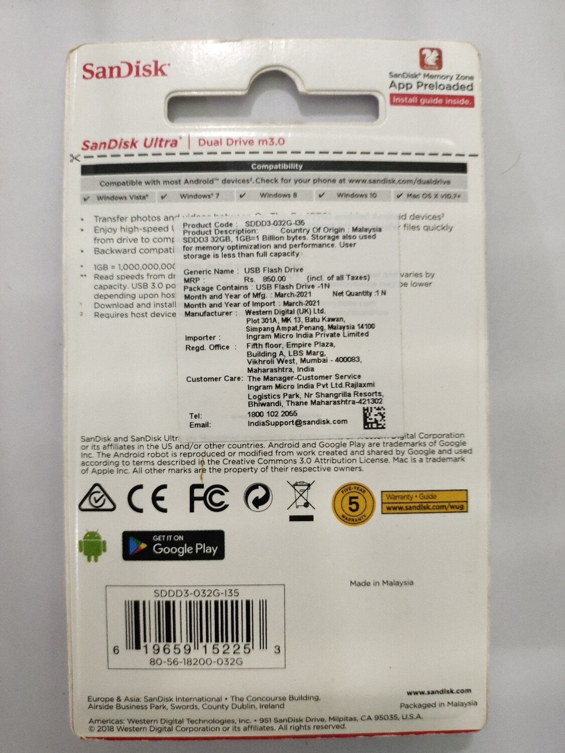 Sandisk 32GB OTG Pen Drive (m3.0 SDDD3)