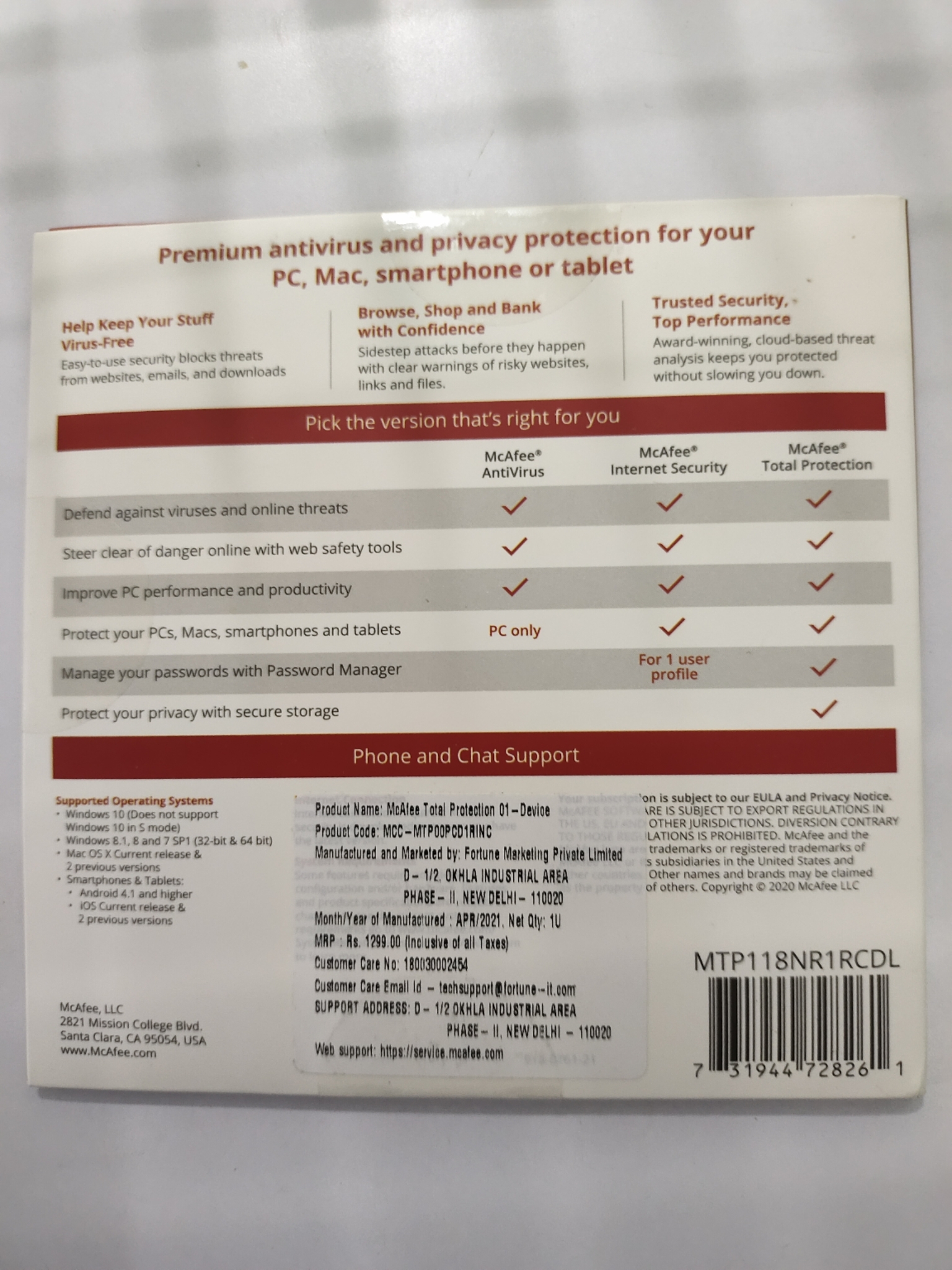 Mcafee antivirus tech support phone number india