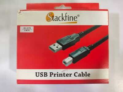 Stackfine 3mtr USB Printer Cable, Black