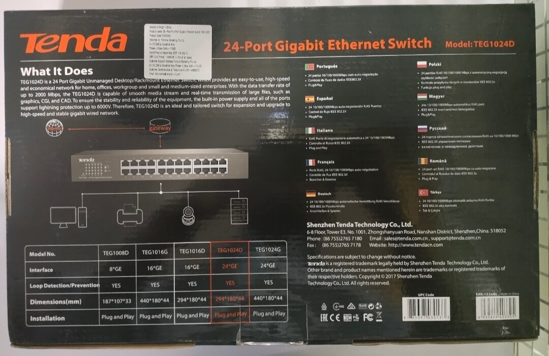 Tenda TEG1024D 24 Port 10/100/1000 Mbps Gigabit Switch