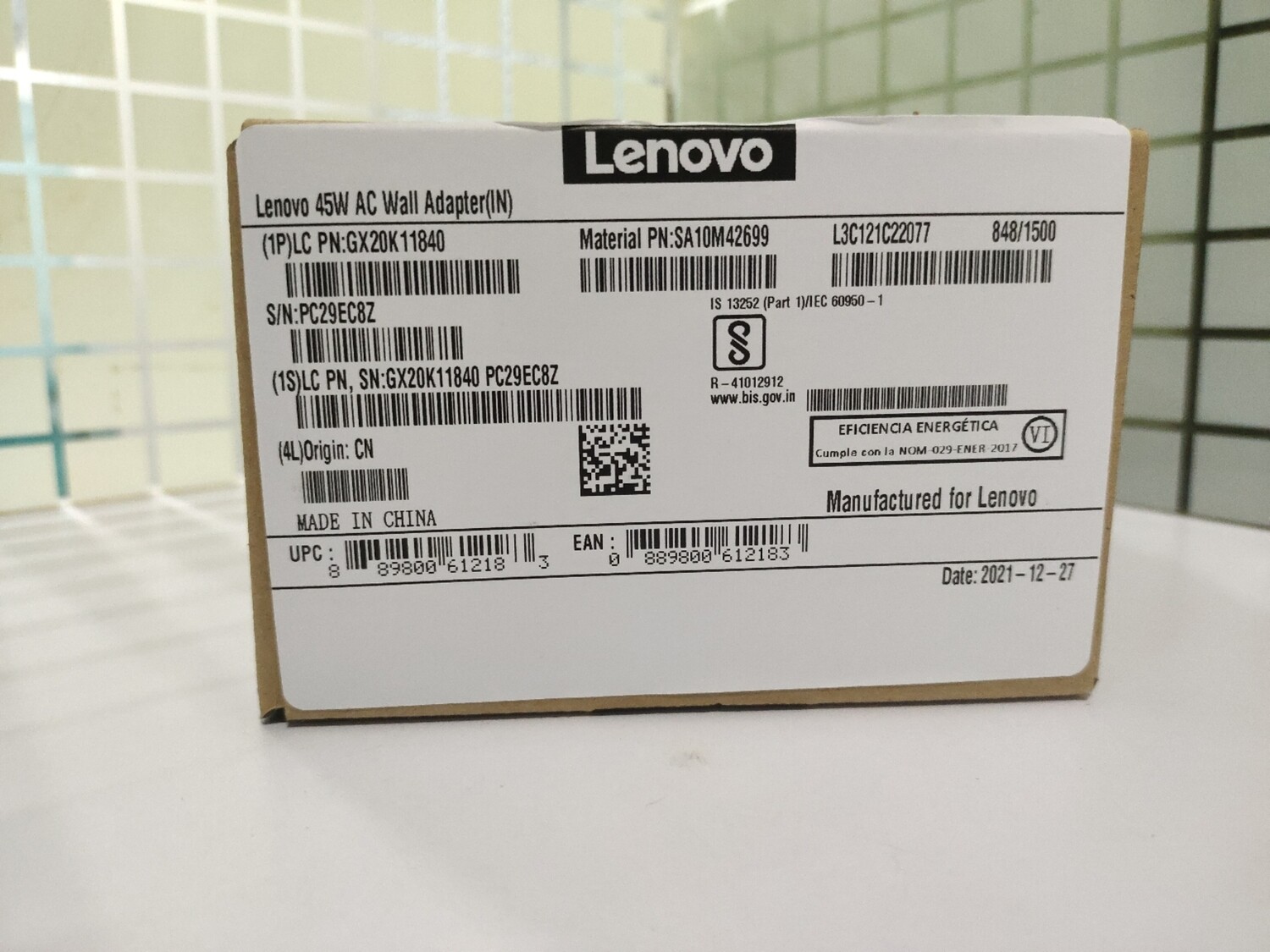 Lenovo 45W Laptop Charger (GX20K11840) Lenovo 45W Laptop Charger (GX20K11840)