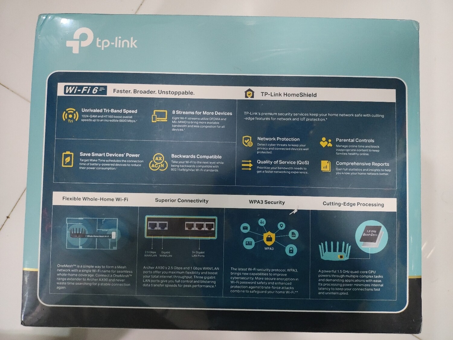 TP-Link Archer AX90 AX6600 Tri-Band Gigabit Wi-Fi 6 Wireless WiFi Router