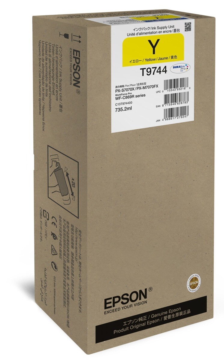 Epson T9744 Yellow Ink Cartridge, 735.2ml Epson T9744 Yellow Ink Cartridge, 735.2ml