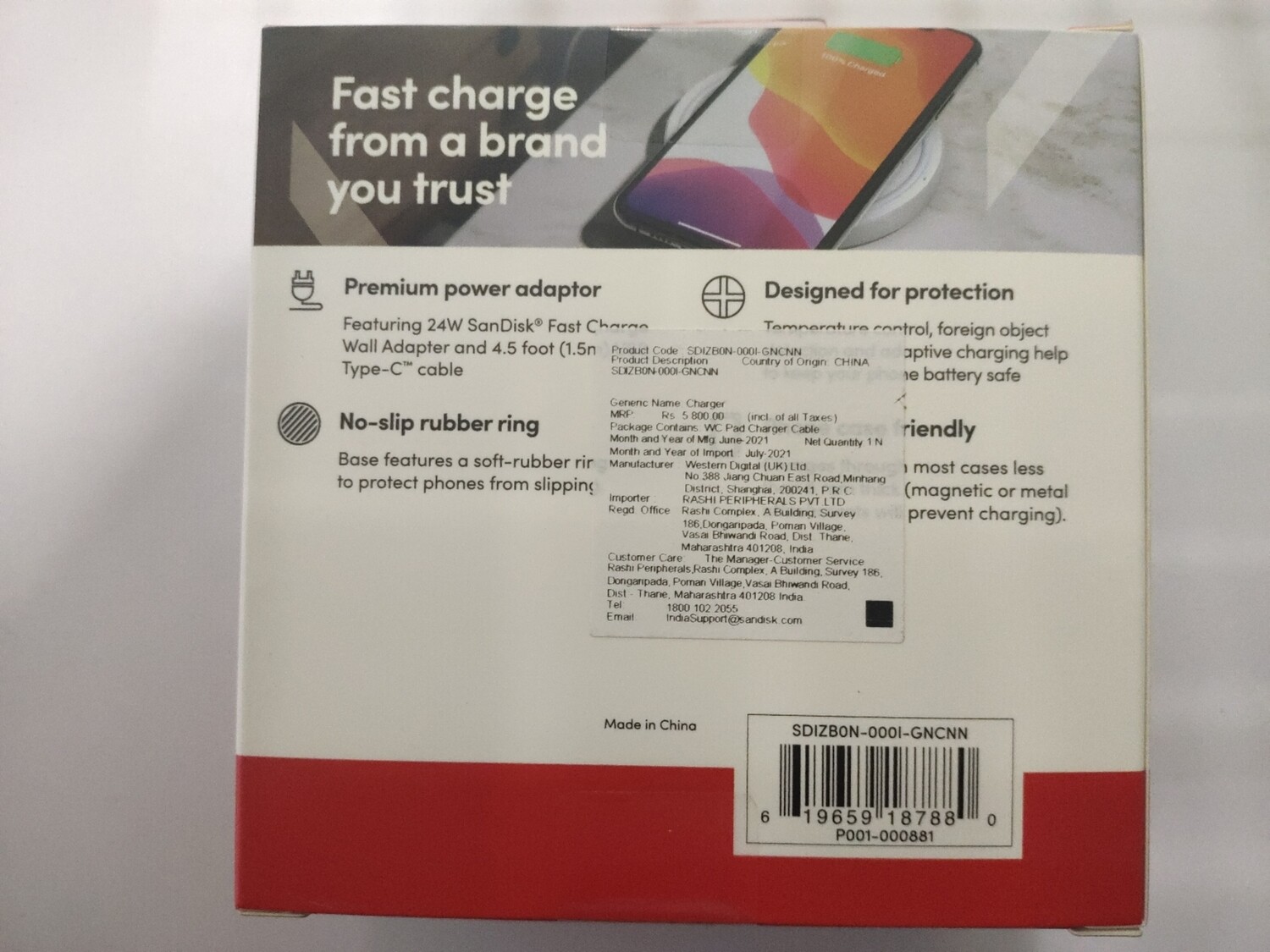 SanDisk iXpand Wireless 15W Charger with QC 3.0 Adapter Included