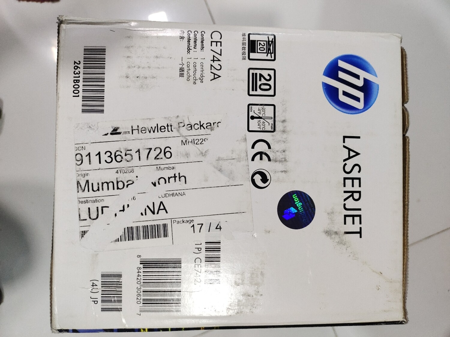 HP CE742A 307A Yellow Toner Cartridge