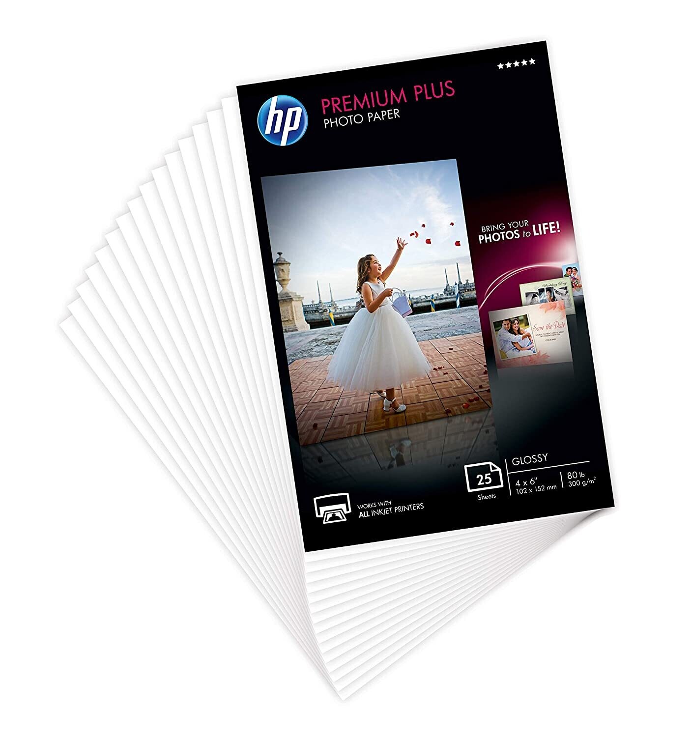 HP Glossy Photo Paper, 25-Sheets, 4 x 6 inches (10 x 15 cm)