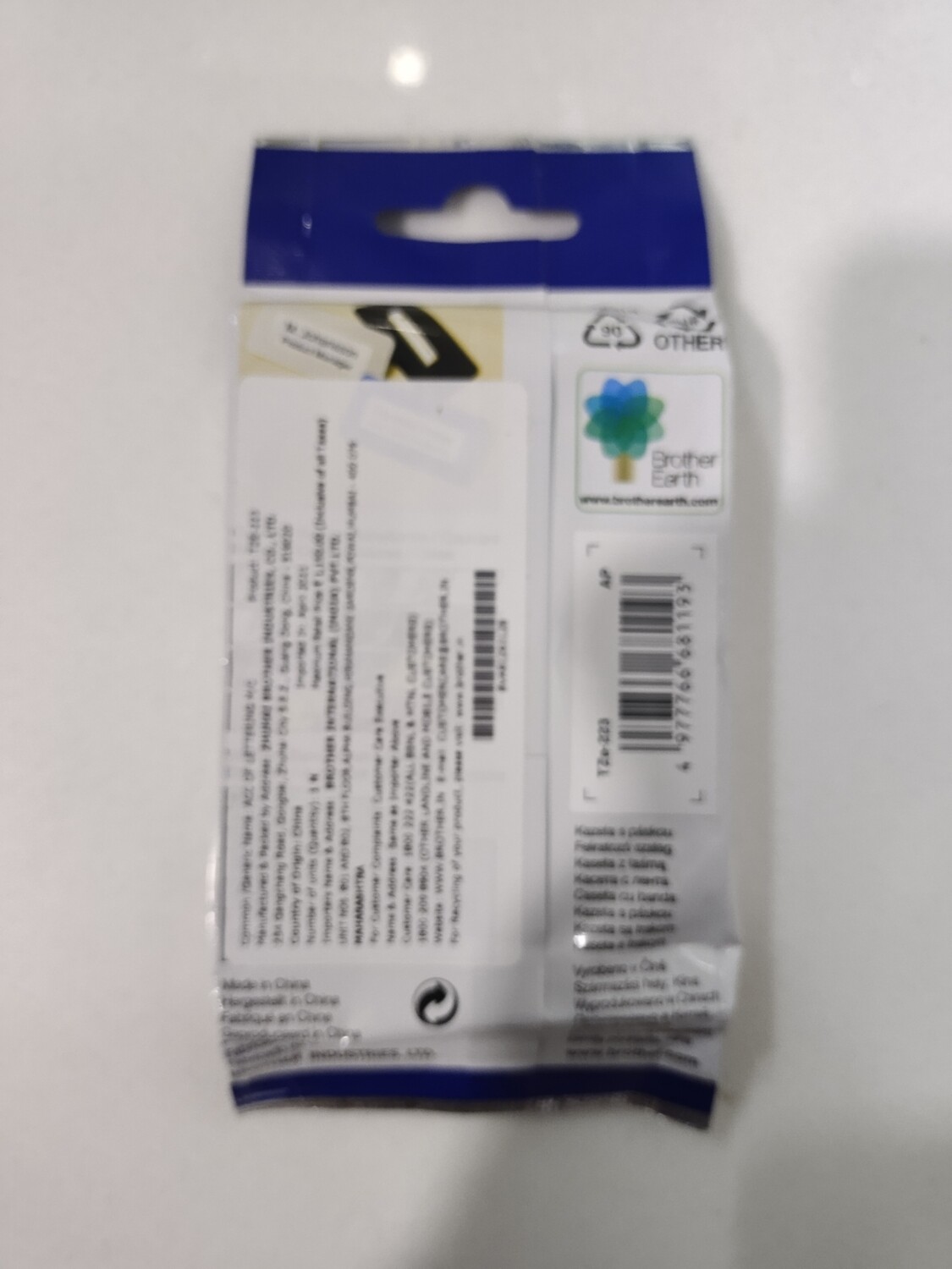 Brother Tze-223 Blue on White 9mm Label Tape Brother Tze-223 Blue on White 9mm Label Tape