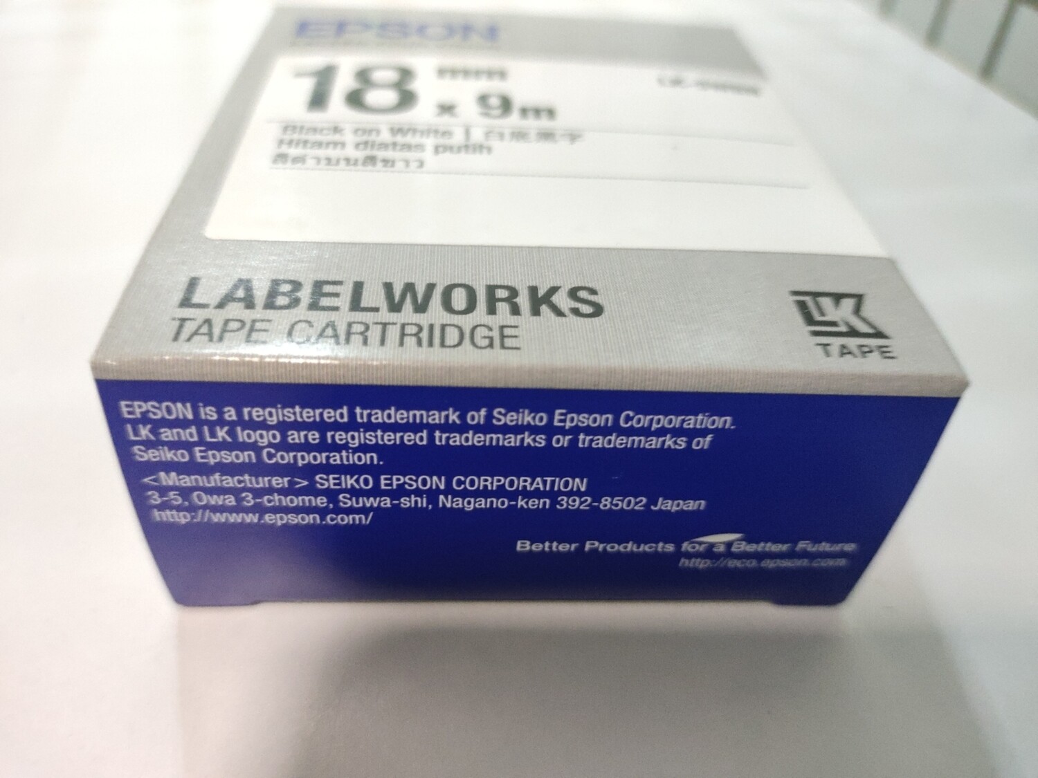 Epson LK-5WBN 18mm black On White Label tape