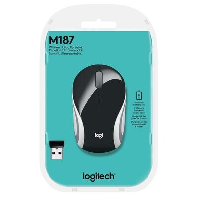 Logitech M187 Mini Wireless Mouse, Black