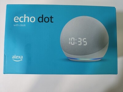 Amazon Echo Dot 4th Gen, With Clock, Alexa Smart Speaker, White