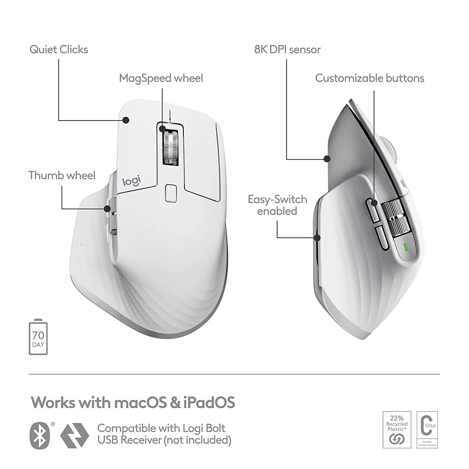 Logitech MX Master 3S Wireless Mouse White Logitech MX Master 3S Wireless Mouse White