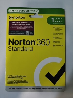 1 User, 3 Year, Norton 360 Standard Total Security