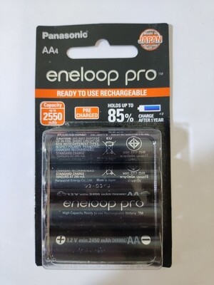 Panasonic Eneloop Pro AA, 2550mAh Rechargeable 4-Battery
