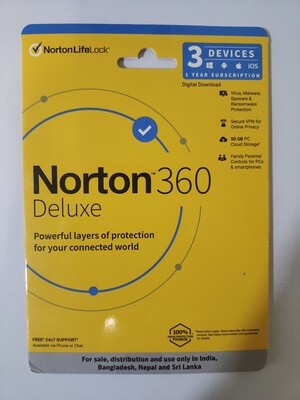 3 User, 1 Year, Norton 360 Deluxe Total Security