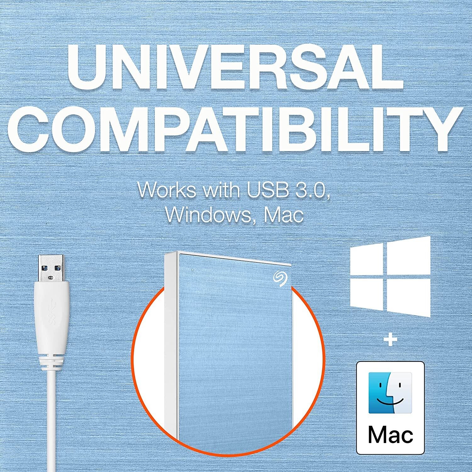 Seagate One Touch 4TB External HDD with Password Protection – Light Blue