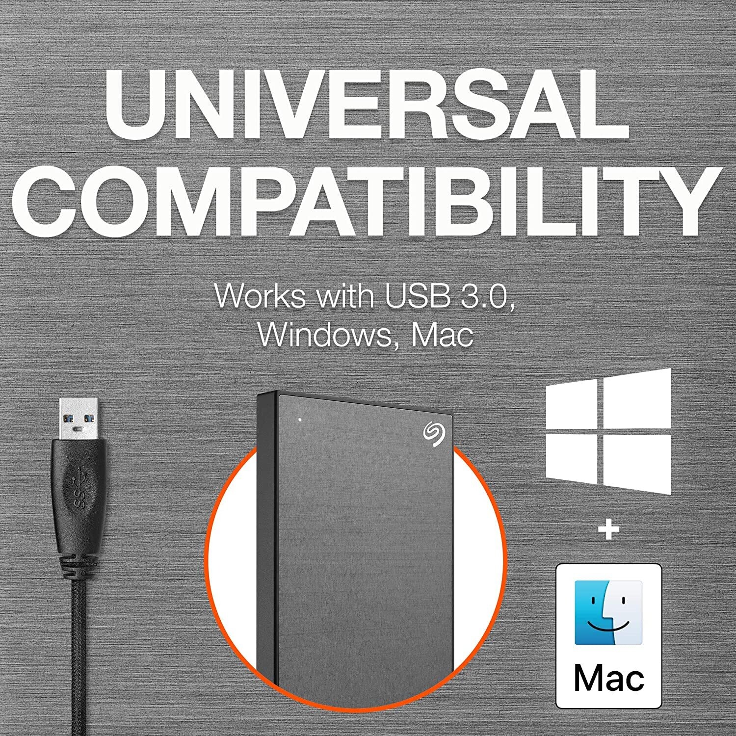 Seagate One Touch 1TB External HDD with Password Protection – Space Gray