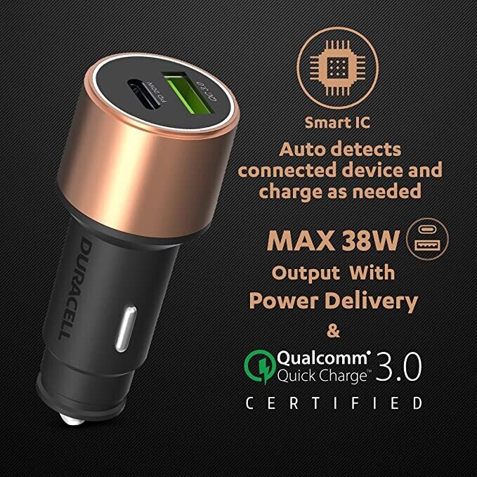 Duracell 38W Fast Car Charger Adapter
