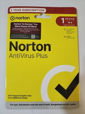 1 User, 3 Year, Norton Antivirus Plus