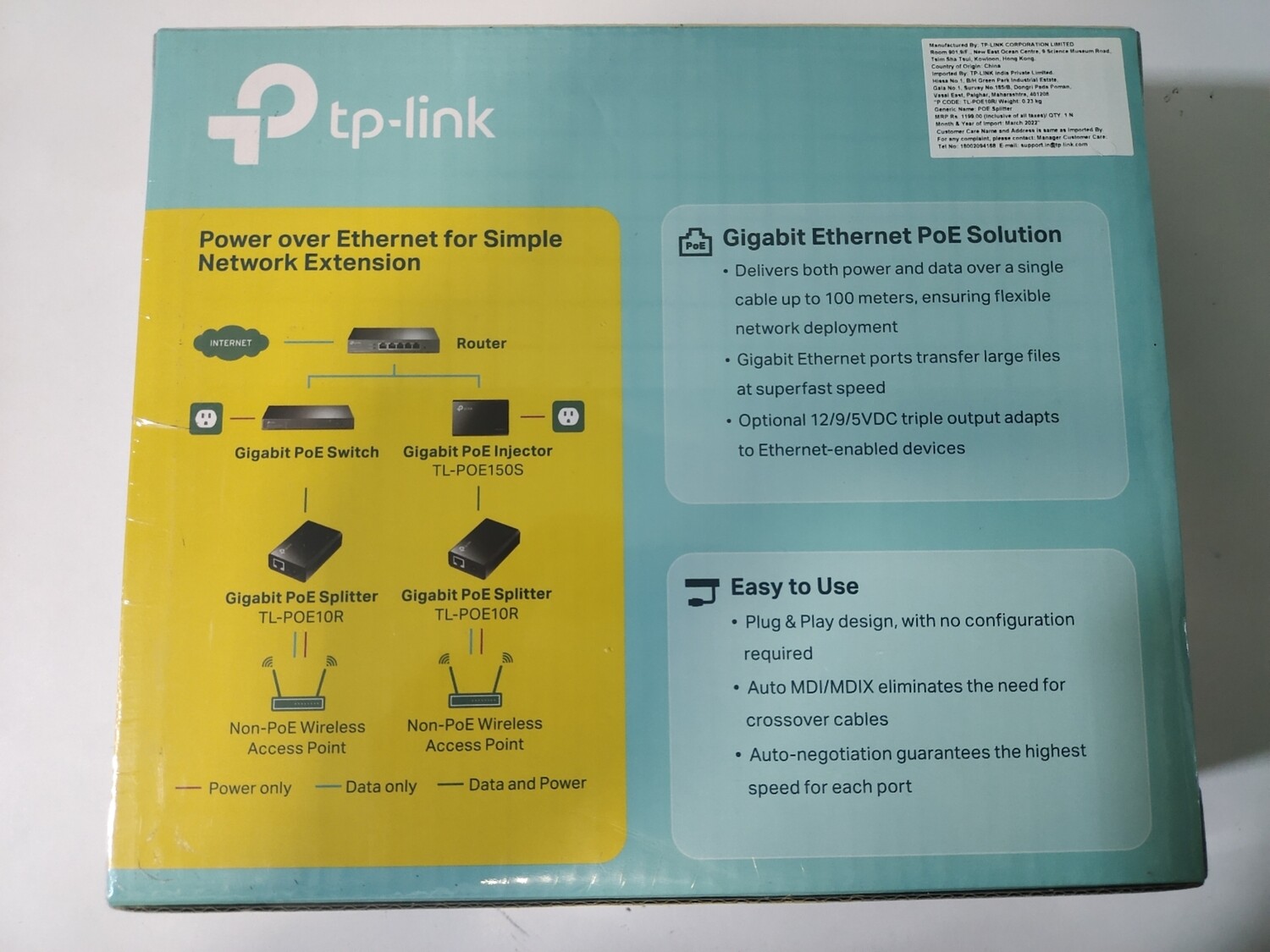 TP-Link POE10R PoE Splitter Adapter