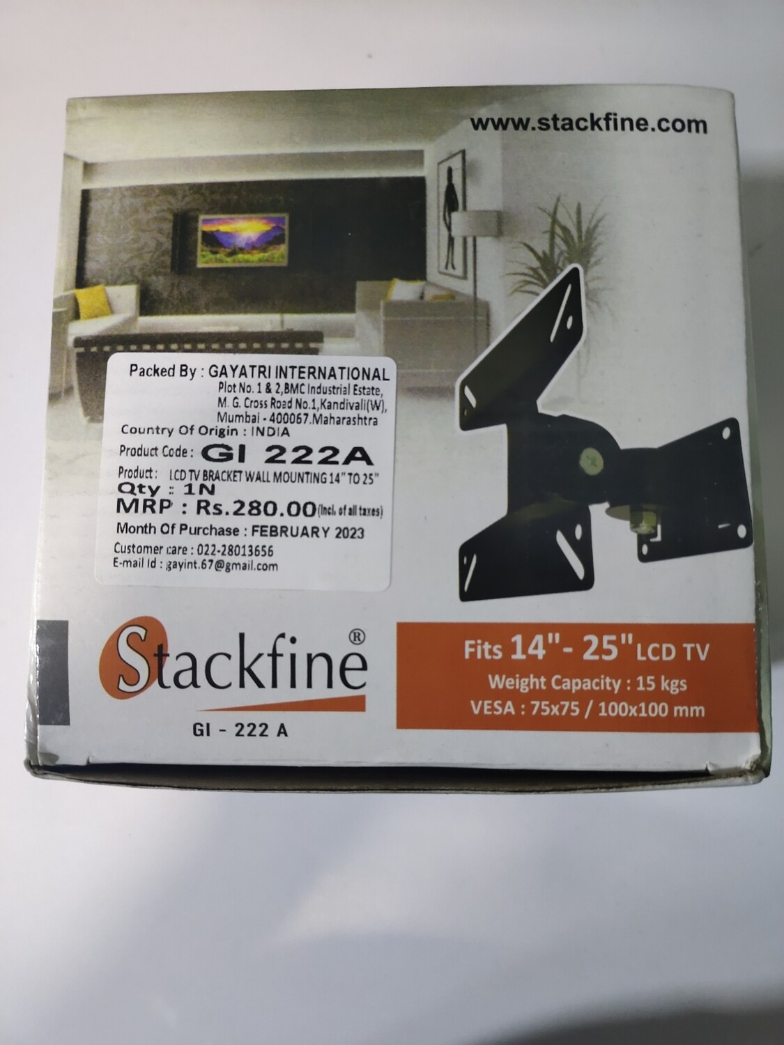 Stackfine 14 to 25 Wall Mount for LCD, LED, TV, 222A, Mov