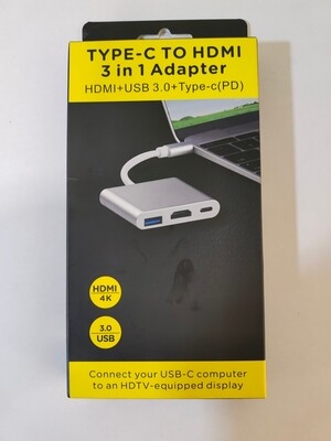 3-in-1 Type C Adapter to Type-c, HDMI, USB