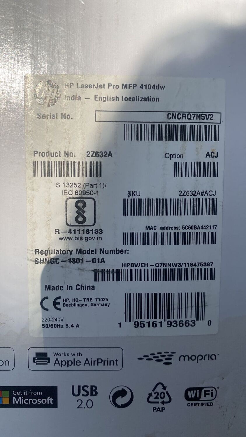 HP 4104dw Adf Multifunction 42ppm Laser Printer