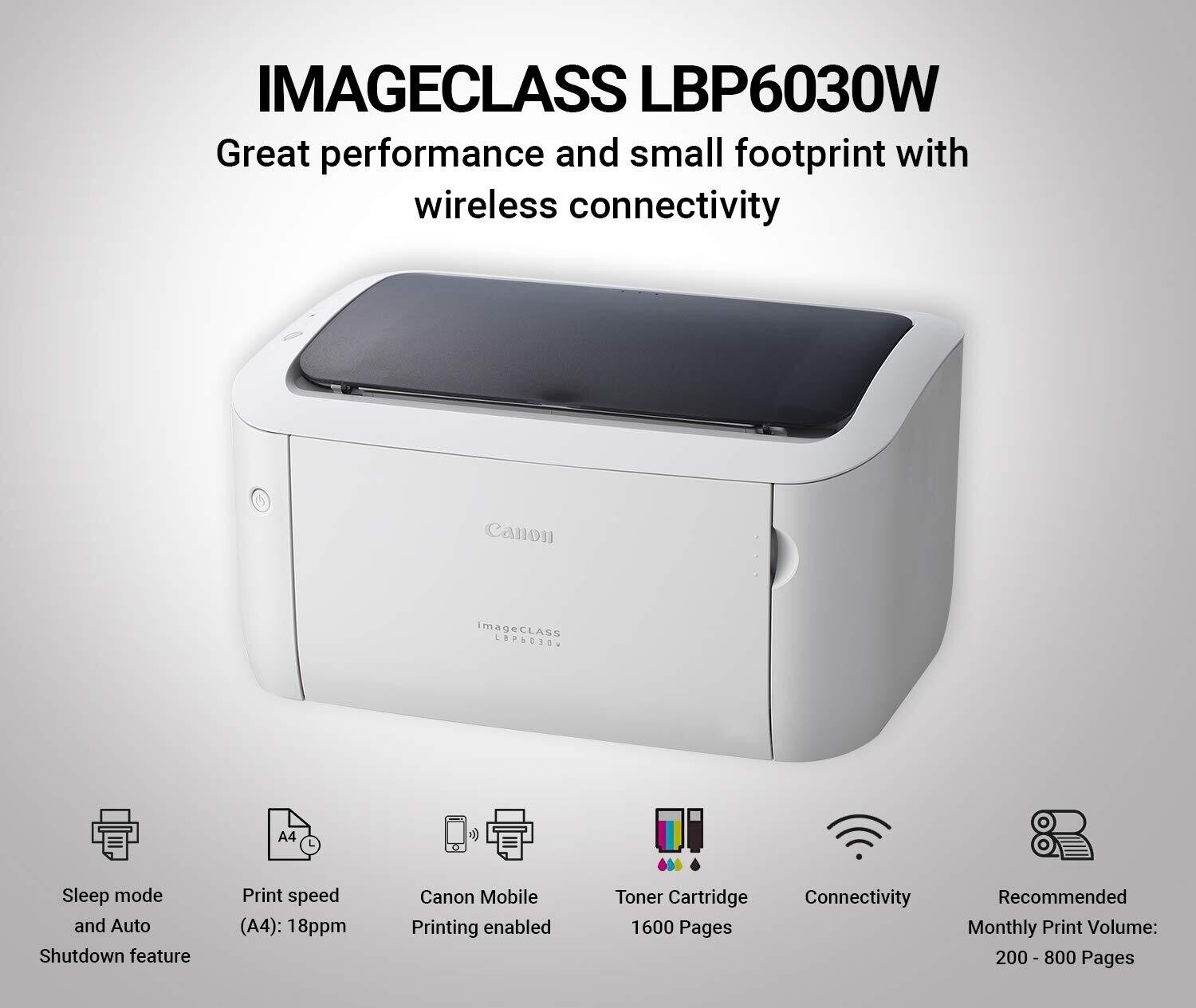 Canon LBP 6030w Wireless 18ppm Laser Printer