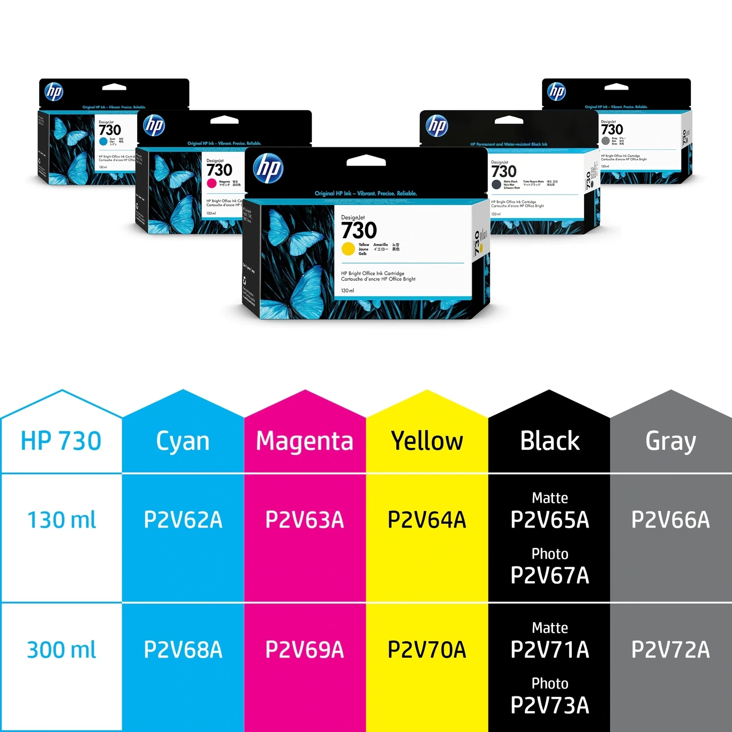 HP 730B 300-ml Magenta DesignJet Ink Cartridge (P2V69A)