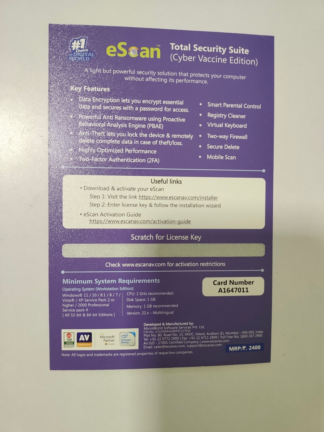 New, 1 User, 1 Year, eScan Total Security (v22x) New, 1 User, 1 Year, eScan Total Security (v22x)