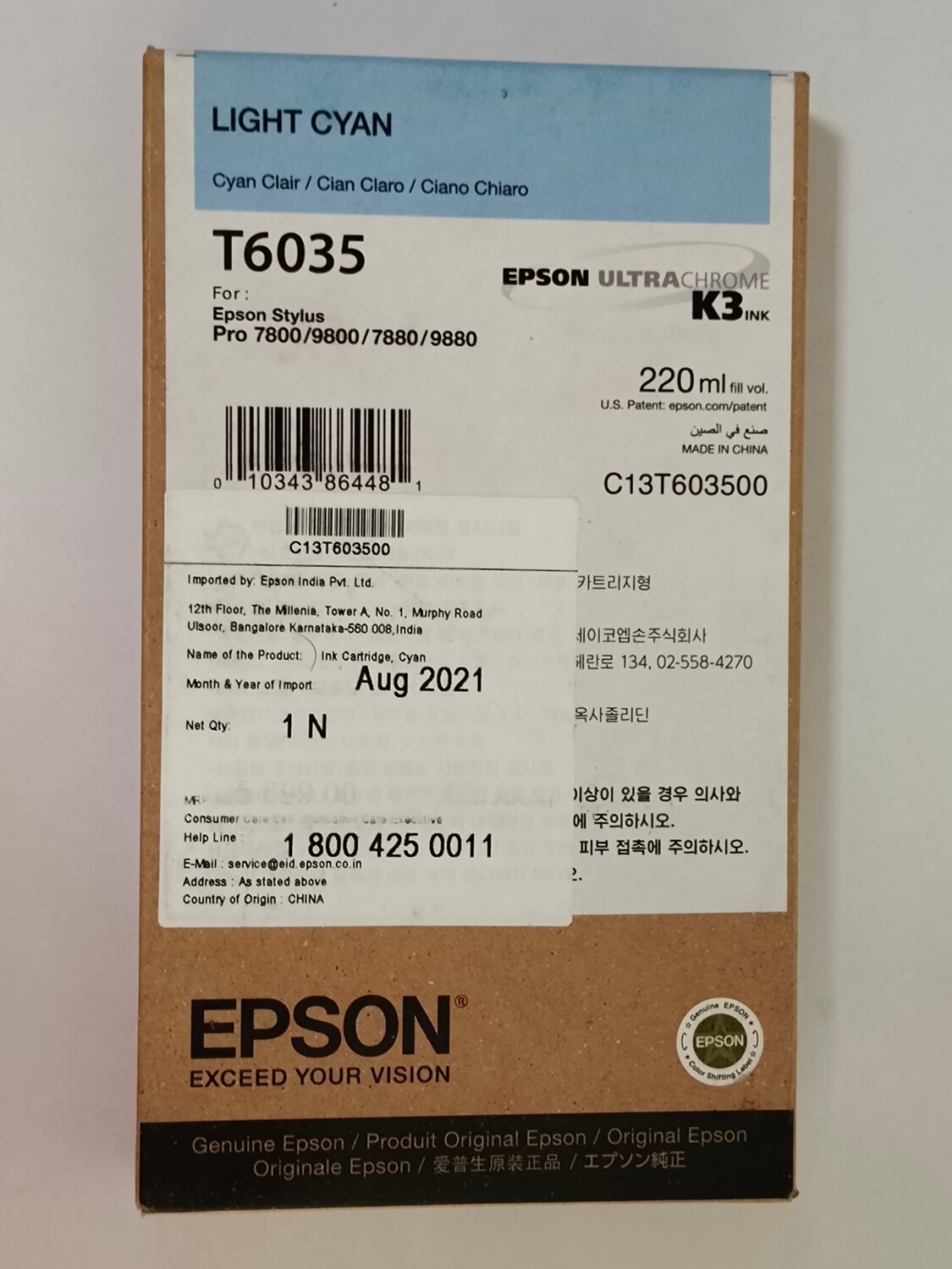 Epson T6035 Ink Cartridge, Light Cyan