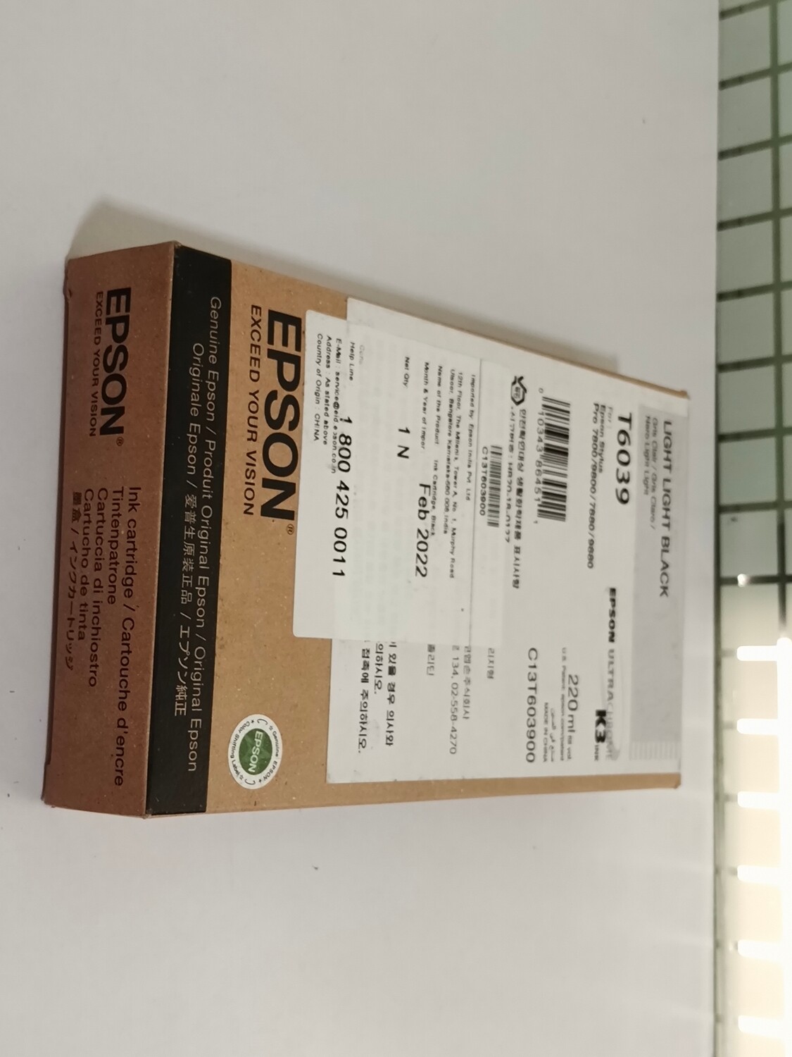 Epson T6039 Ink Cartridge, Light Light Black