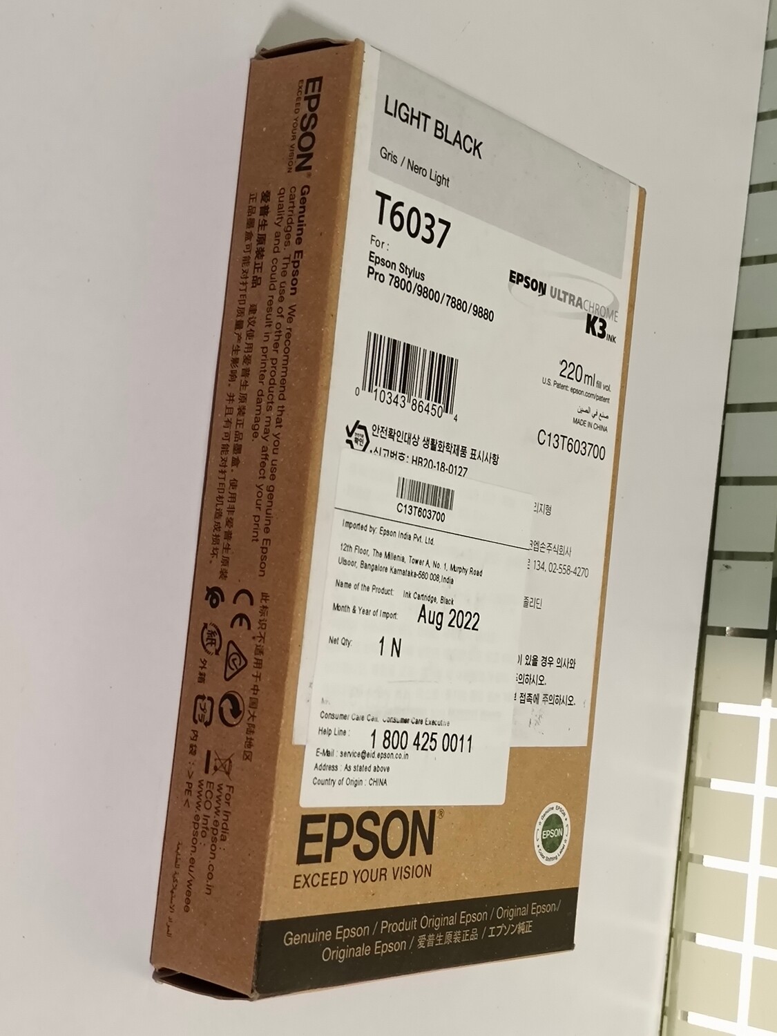 Epson T6037 Ink Cartridge, Light Black