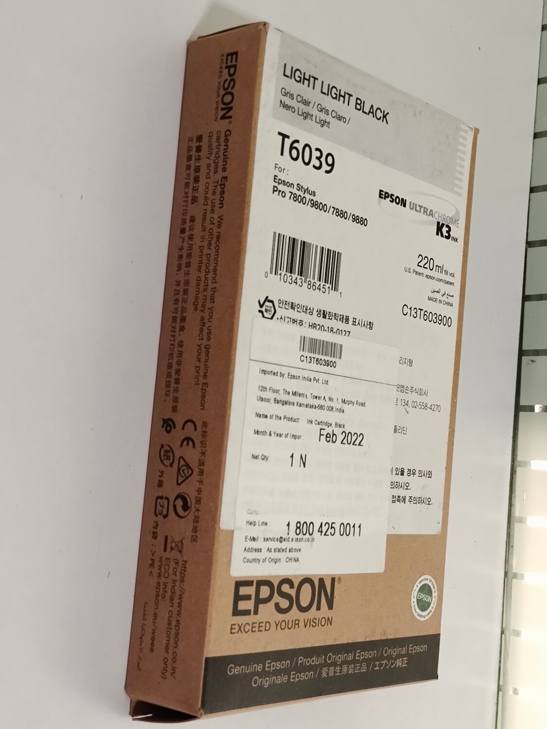 Epson T6039 Ink Cartridge, Light Light Black