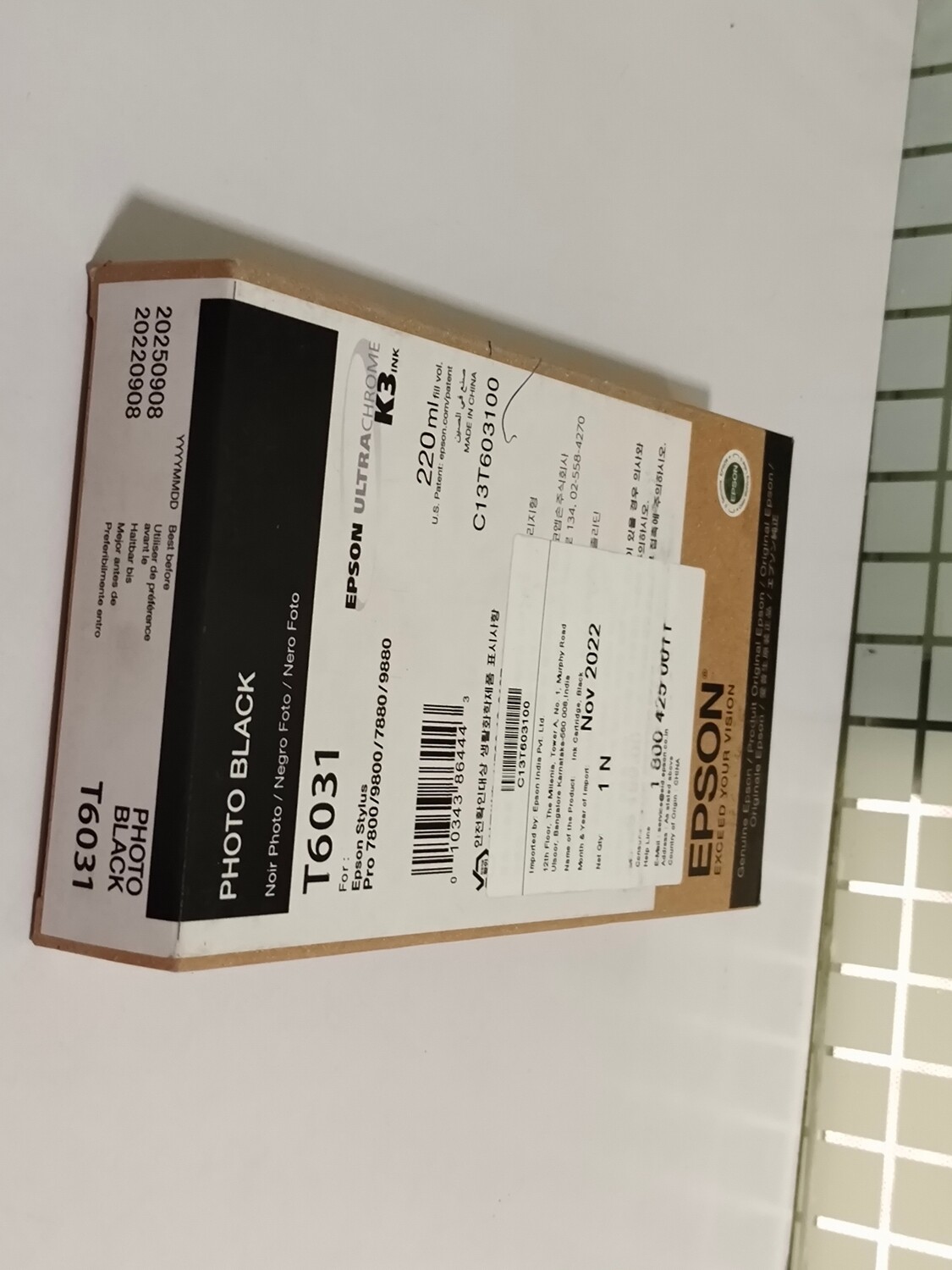 Epson T6031 Ink Cartridge, Photo Black Epson T6031 Ink Cartridge, Photo Black