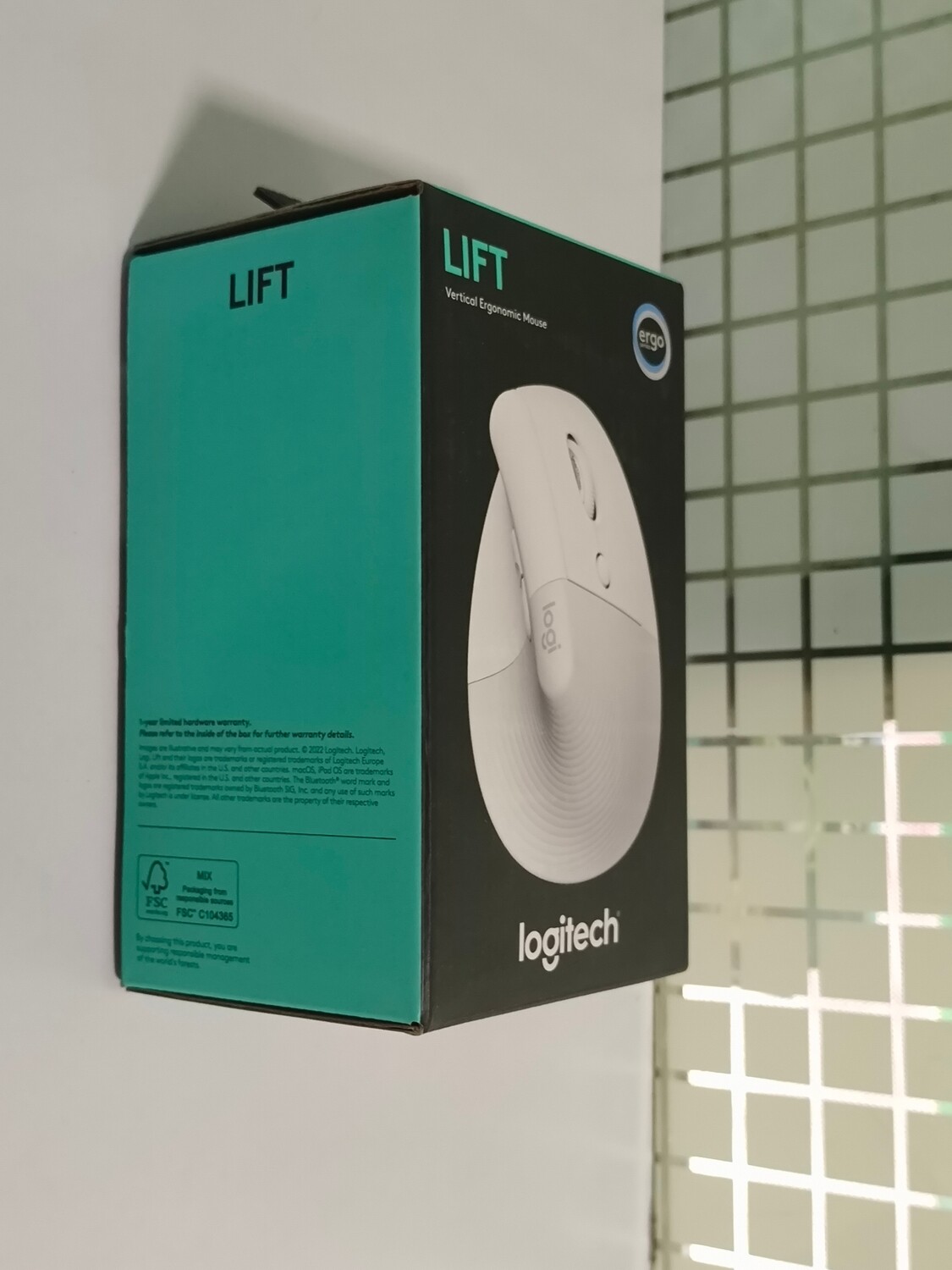 Logitech Lift Vertical Ergonomic Wireless Mouse, Pale Grey