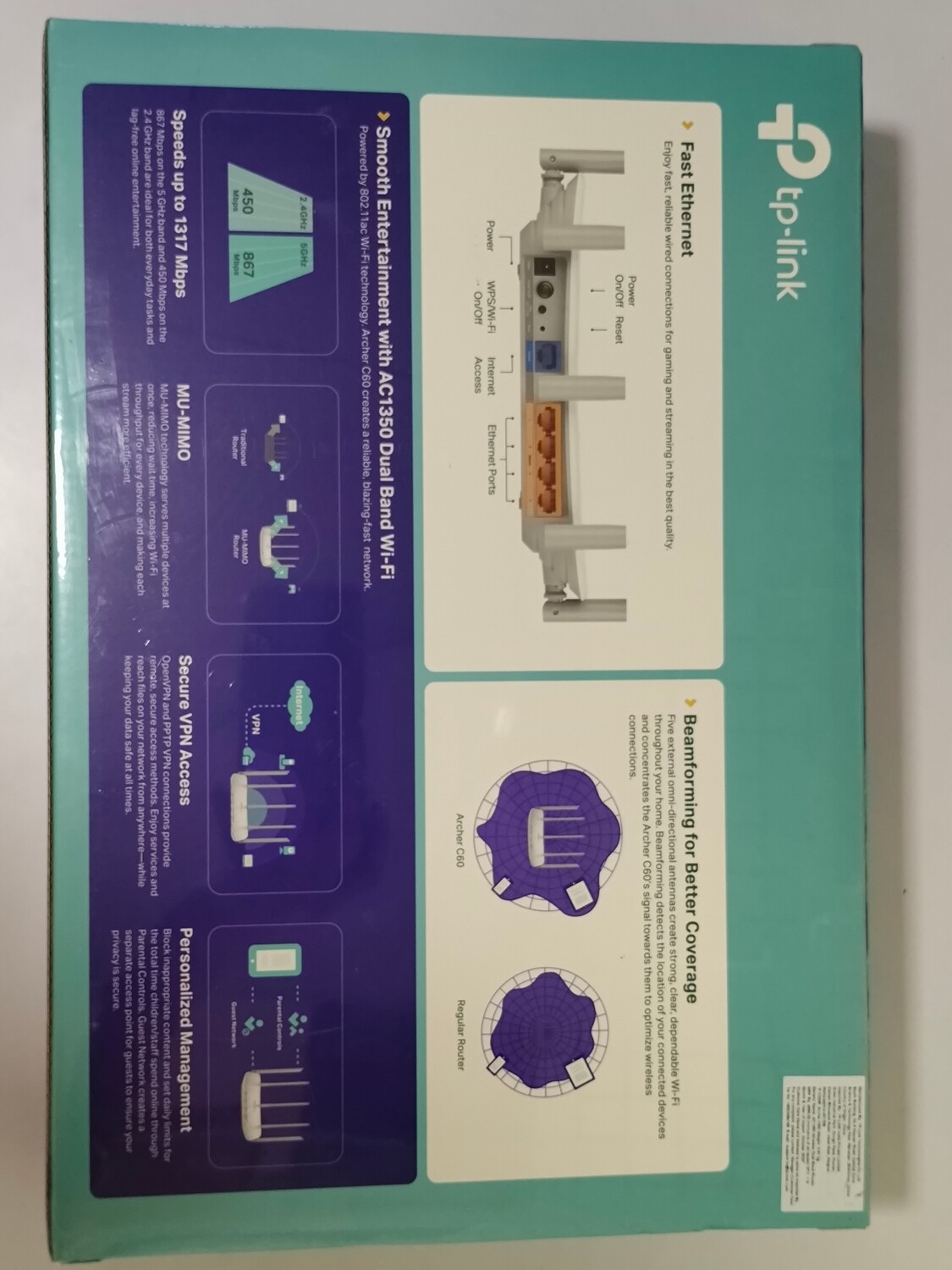 TP-Link Archer C60 AC1350 Wireless Dual Band Router TP-Link Archer C60 AC1350 Wireless Dual Band Router