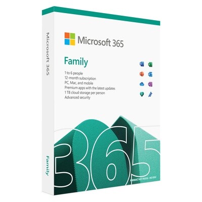 6 User, 1 Year, Microsoft 365 Family Pack