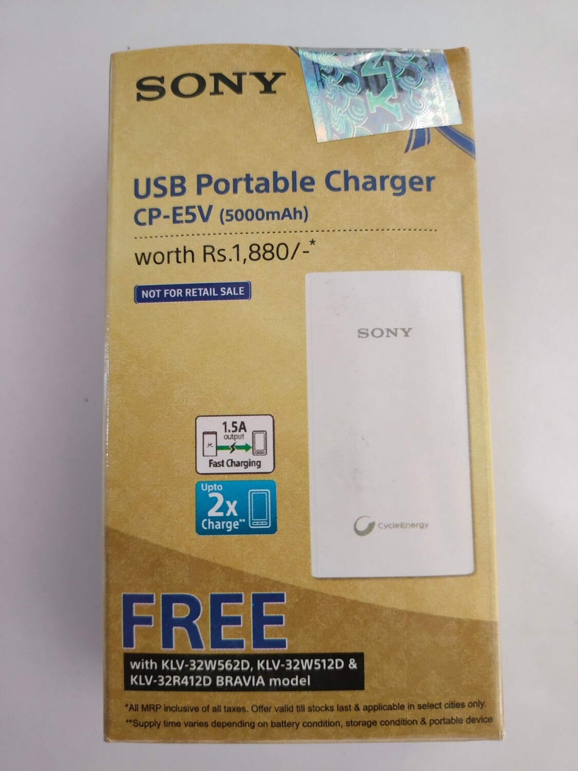 Sony 5000mAh Li-ion Polymer Power Bank (Pack of 2)