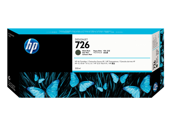 HP DesignJet 726 Ink Cartridge, Matte Black 300ml (CH575A)