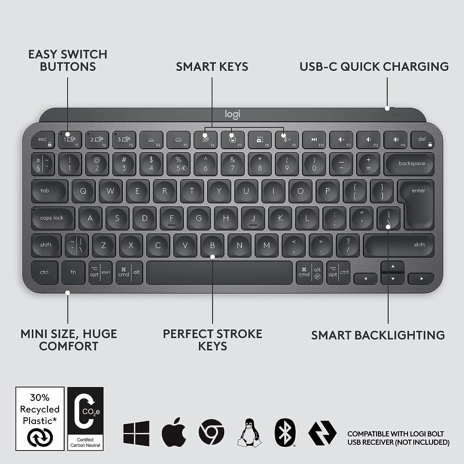 Logitech Mx Keys Mini Wireless Keyboard Logitech Mx Keys Mini Wireless Keyboard