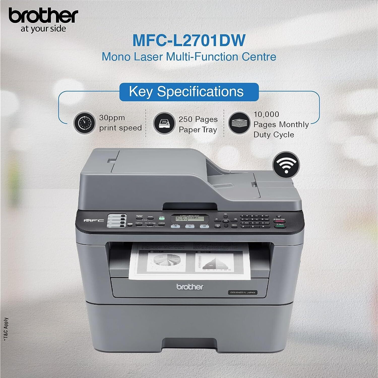 Brother MFC L2701DW Multi-Function Monochrome Laser Printer