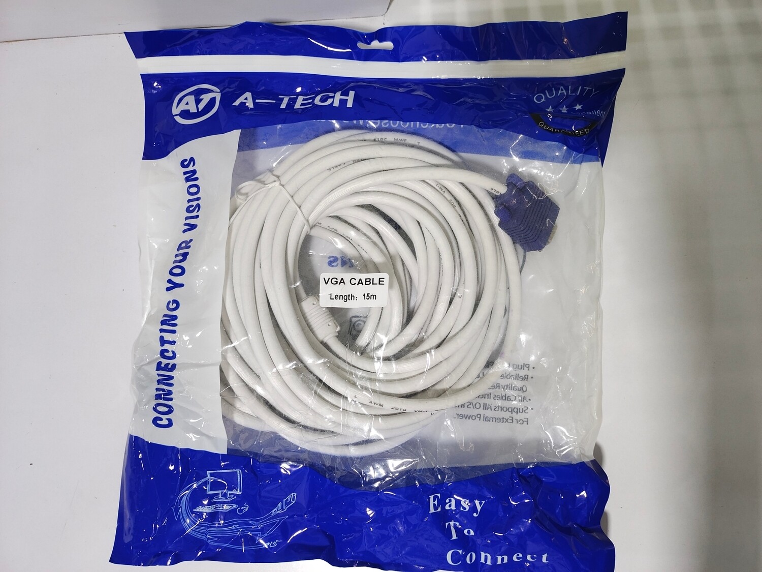 15mtr VGA male to male Cable, White 15mtr VGA male to male Cable, White