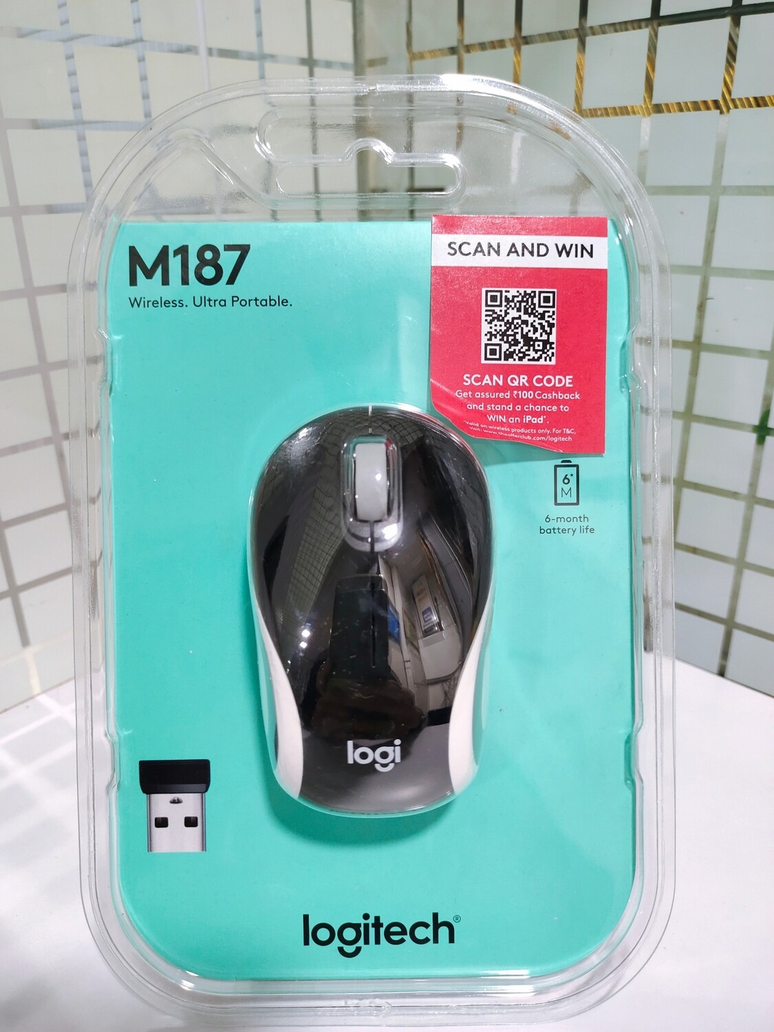 Logitech M187 Mini Wireless Mouse, Black