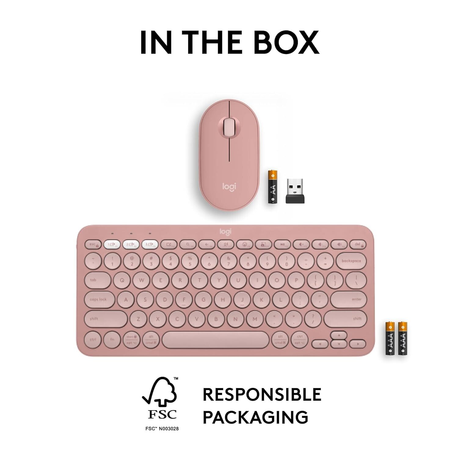 Logitech Pebble 2 Combo Wireless Keyboard Mouse Tonal Rose Logitech Pebble 2 Combo Wireless Keyboard Mouse Tonal Rose