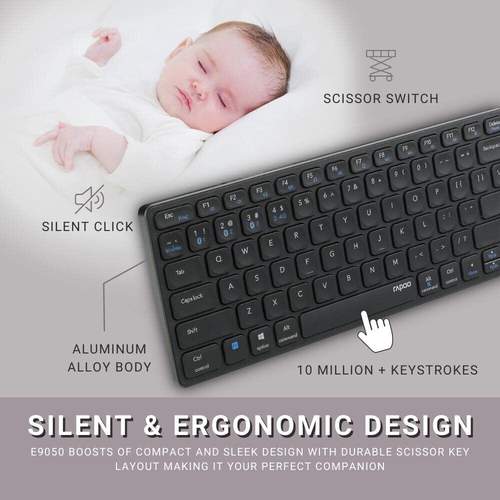 Rapoo E9050G Multi-mode Wireless Keyboard Dark Grey Rapoo E9050G Multi-mode Wireless Keyboard Dark Grey