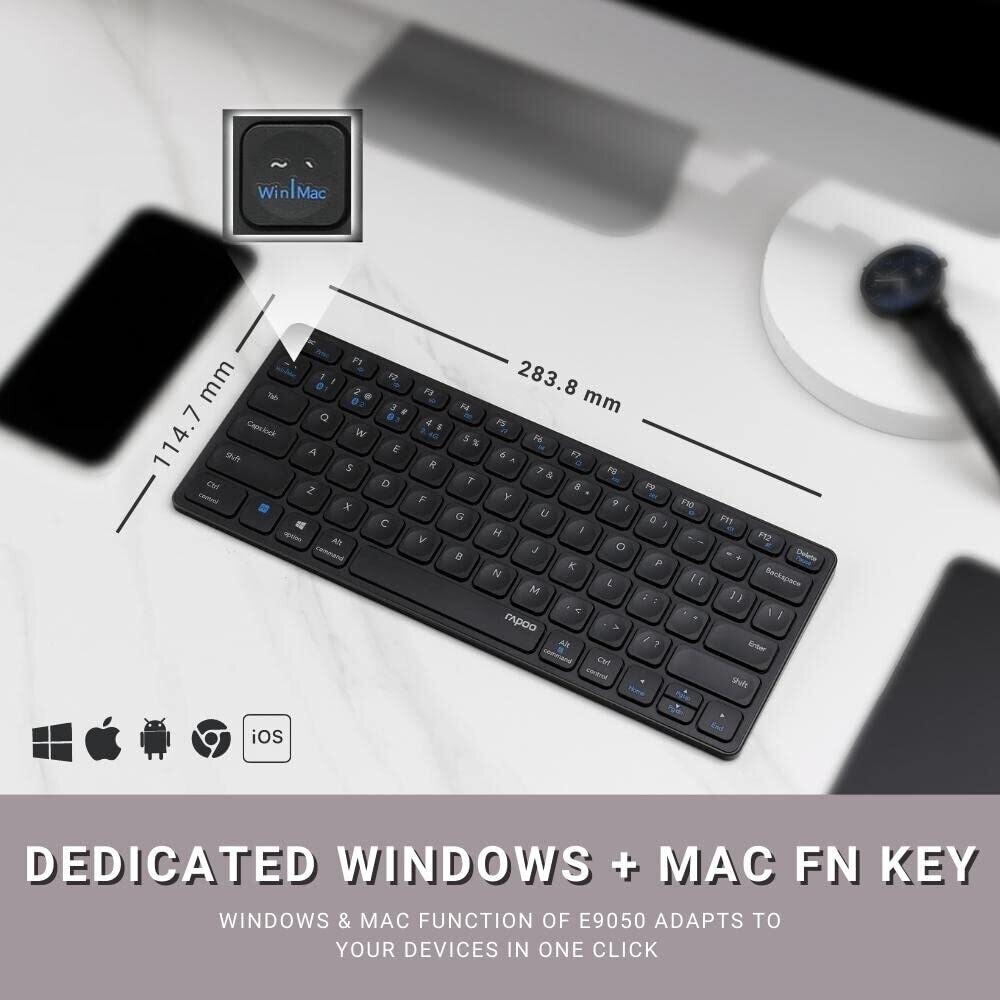 Rapoo E9050G Multi-mode Wireless Keyboard Dark Grey Rapoo E9050G Multi-mode Wireless Keyboard Dark Grey