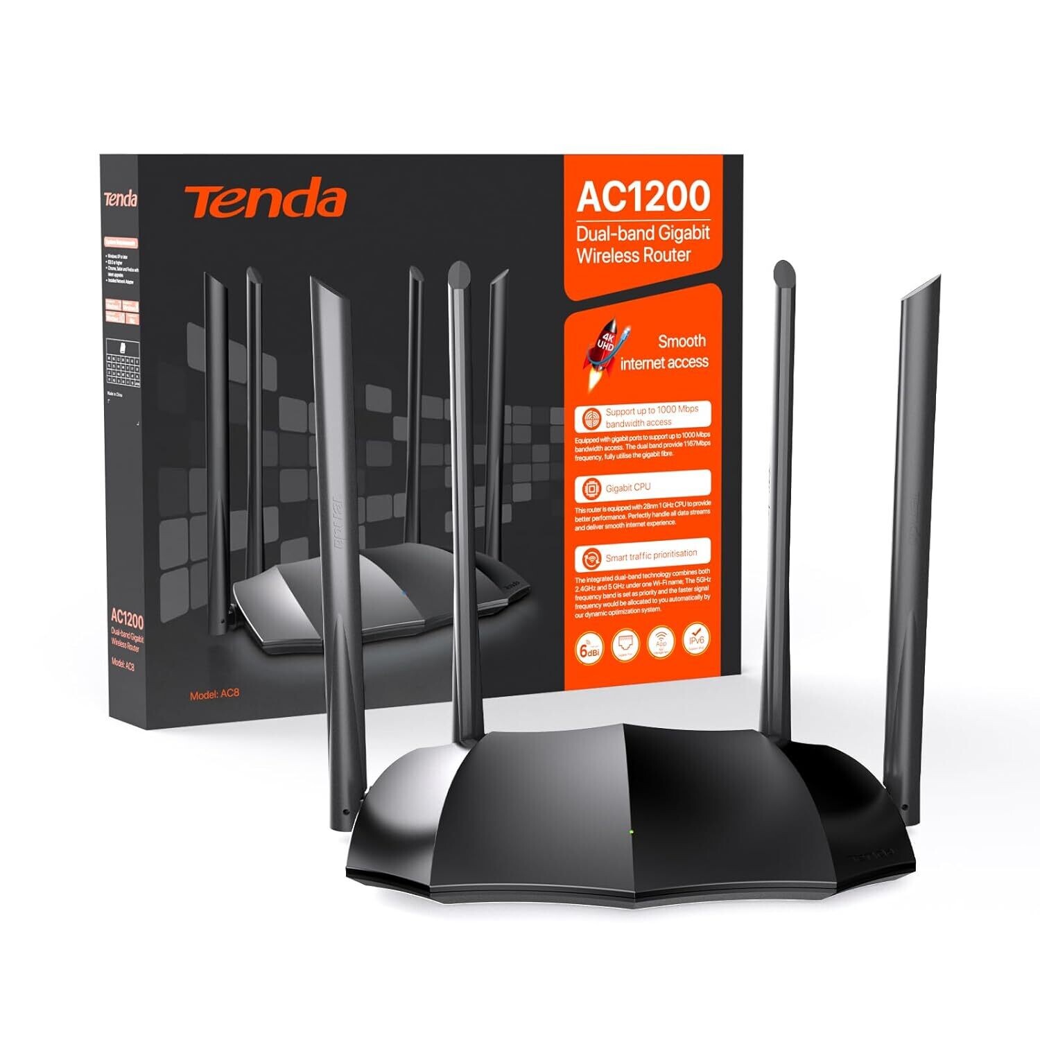 Tenda AC8 AC1200 Dual-band Gigabit Wireless Router
