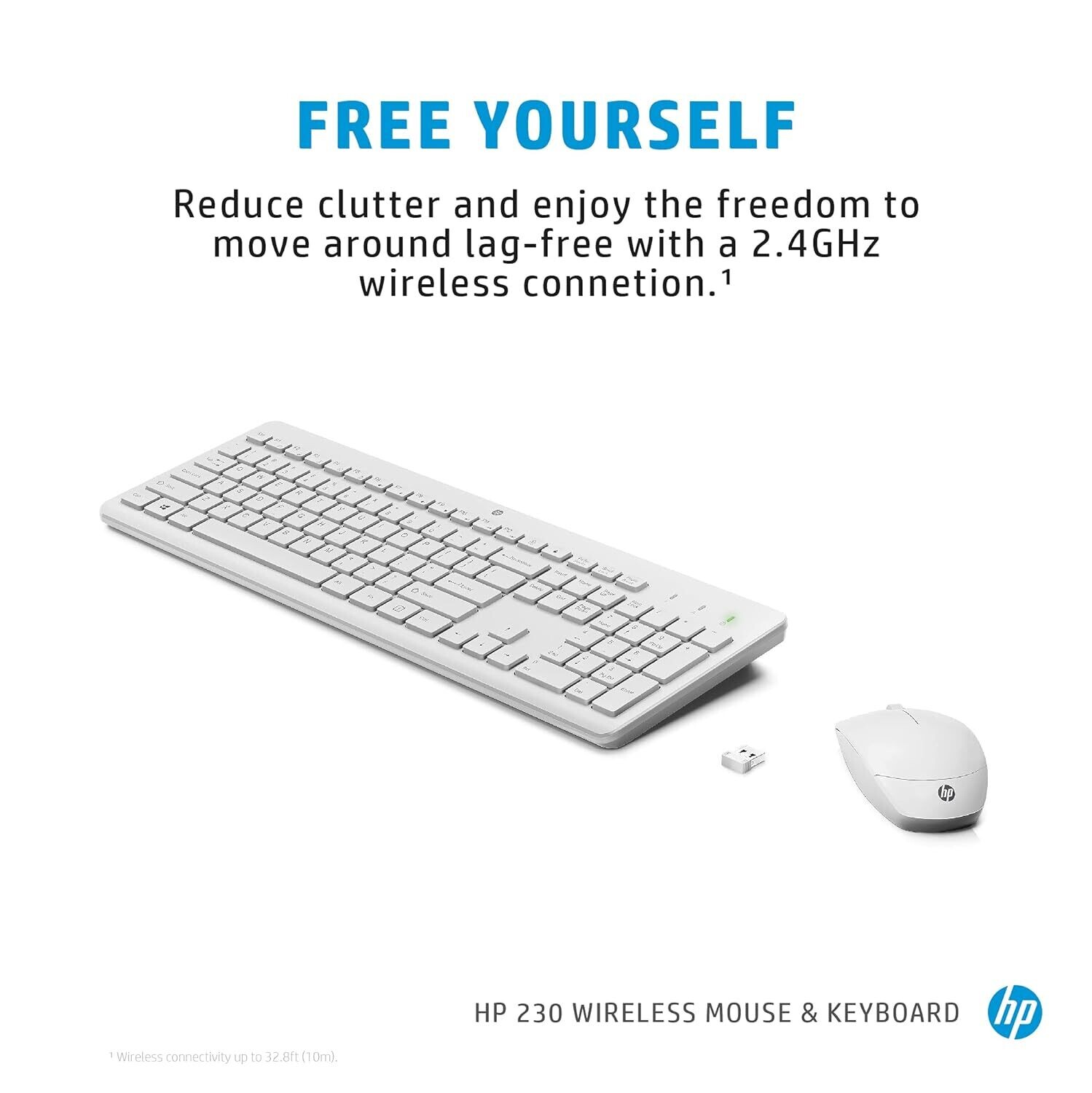 HP 230 Wireless Keyboard Mouse, White HP 230 Wireless Keyboard Mouse, White